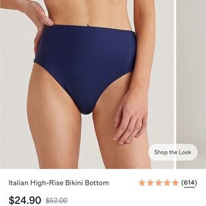 Quince Italian High-Rise Bikini Bottom in Navy